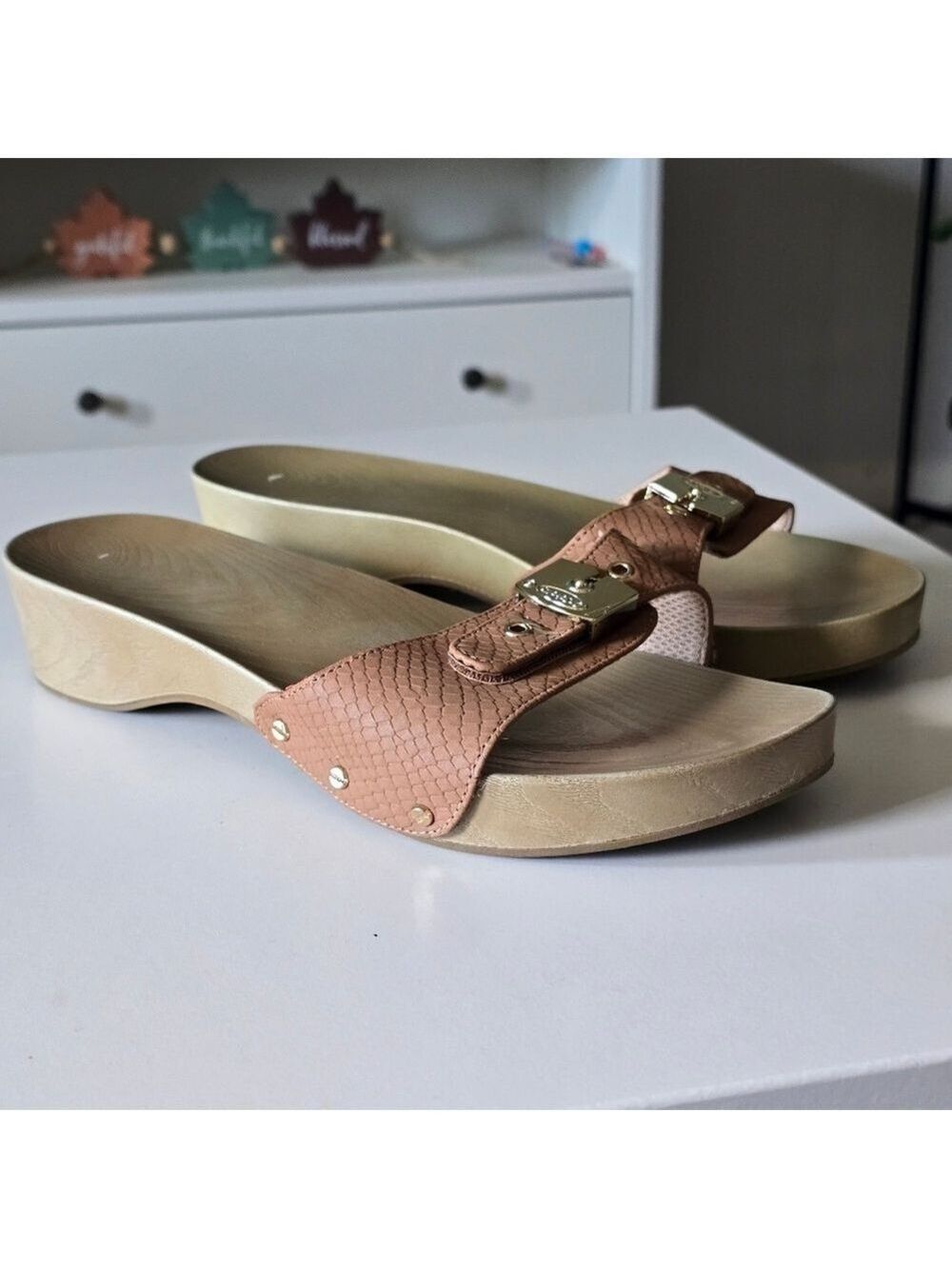 Dr. Scholl's Tan Mules with Ergonomic Footbed - Picture 1 of 9